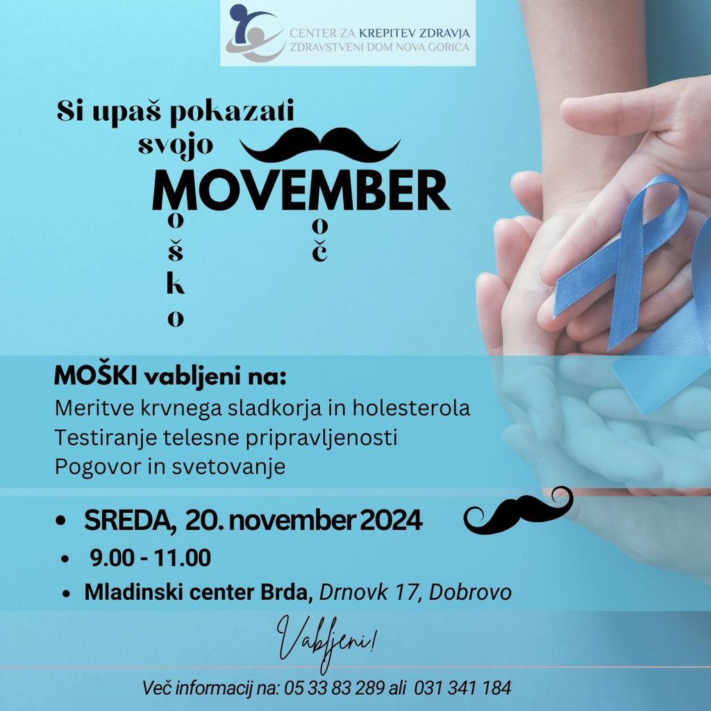 Vabilo na preventivno aktivnost Movember v Brdih